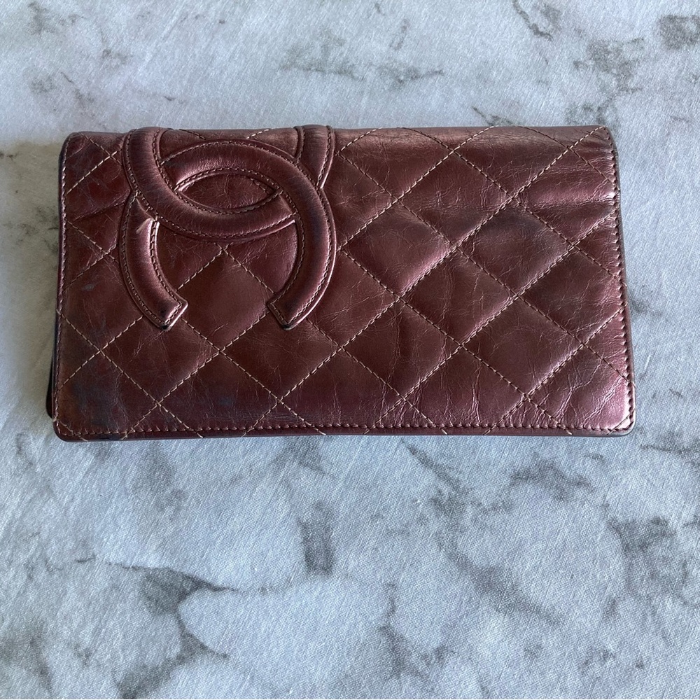 Chanel pink metallic cambone wallet
